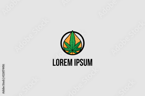 hemp oil or cannabis oil vector logo template