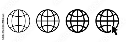 Globe earth vector set of icons isolated on white background. Global network. Globe signs. Black isolated vector globe world vector icons. EPS 10