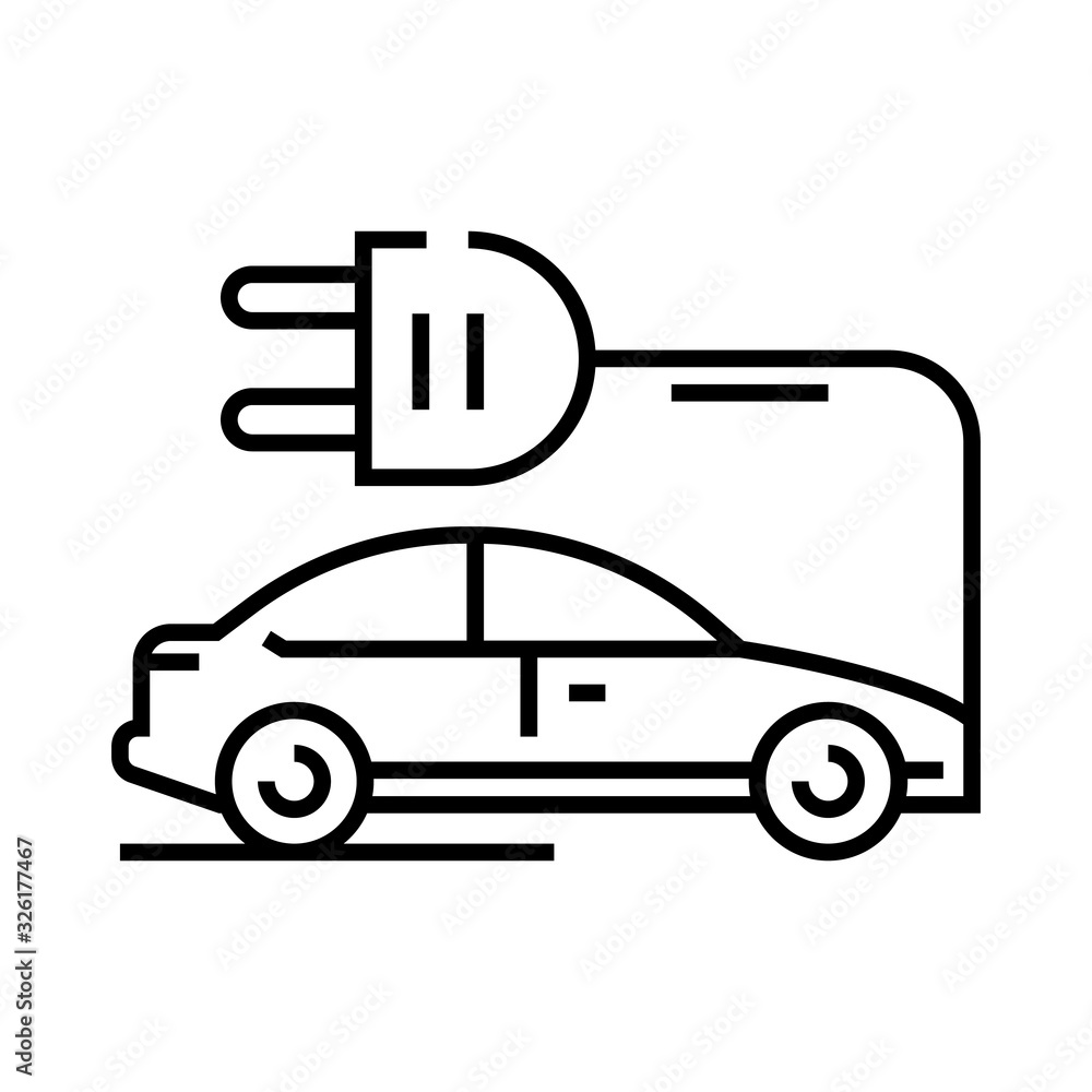 Electric car line icon, concept sign, outline vector illustration, linear symbol. Electric car line icon, concept sign, outline vector illustration, linear symbol.
