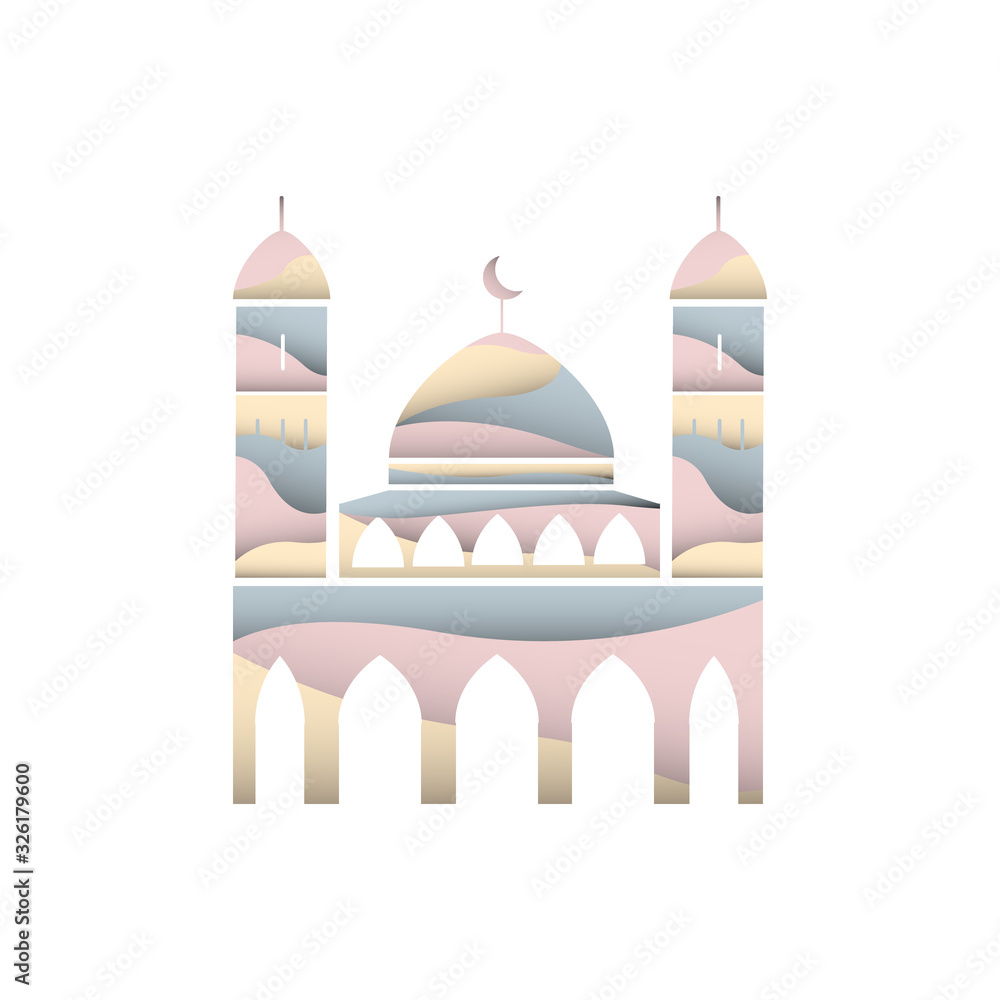 Mosque cutting paper illustration background vector eps 10 Mosque cutting paper illustration background vector eps 10