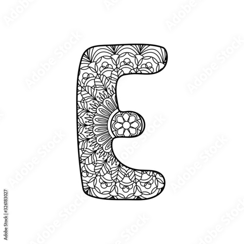 Vector illustration of E letter isolated on white