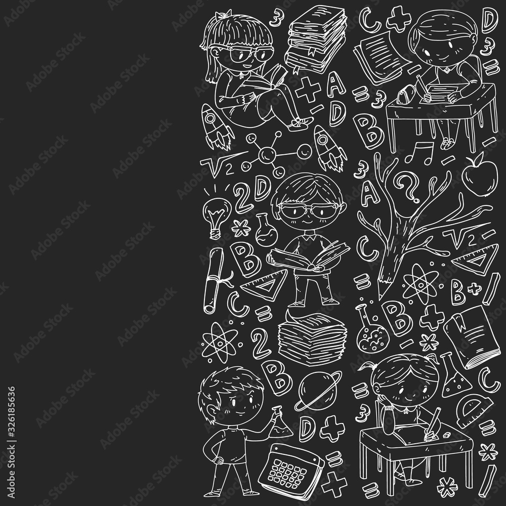 Back to school. Vector icons and elements for little children, college, online courses. Doodle style, kids drawing Back to school. Vector icons and elements for little children, college, online courses. Doodle style, kids drawing