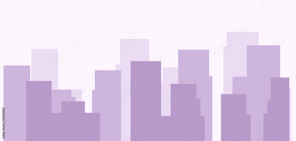 Abstract purple background with 2d skyscrapers