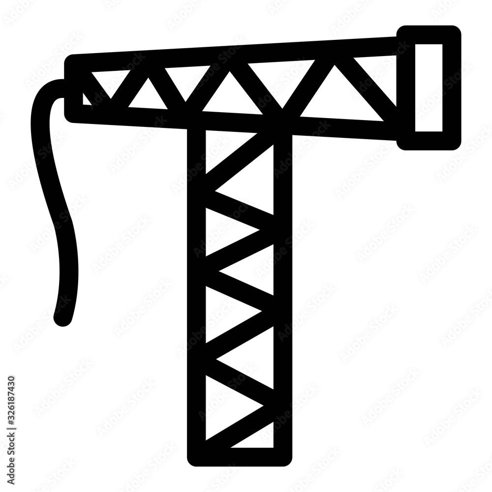 Tower crane icon in line style. Construction, heavy lift crane sign. Tower crane icon in line style. Construction, heavy lift crane sign.
