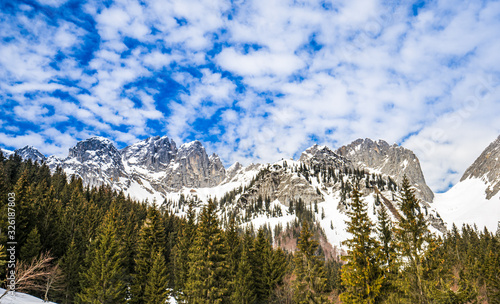 View on idyllic winter mountain landscape in the Alps, Austria