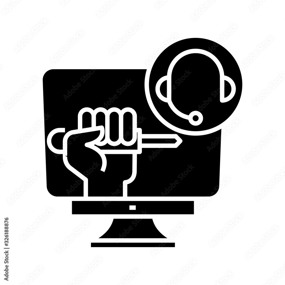 Audio access black icon, concept illustration, vector flat symbol, glyph sign. Audio access black icon, concept illustration, vector flat symbol, glyph sign.