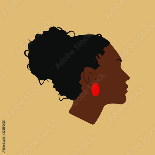 Woman. Flat illustration of a girl head. Female colored silhouette. 