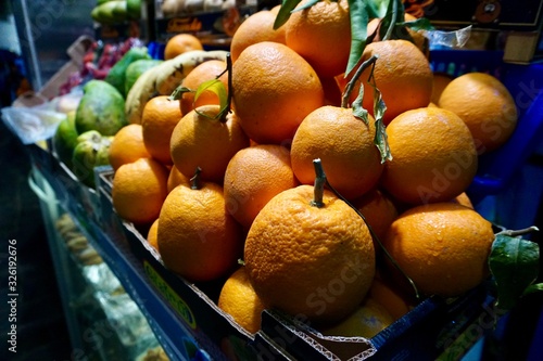Oranges at night market in Morocco