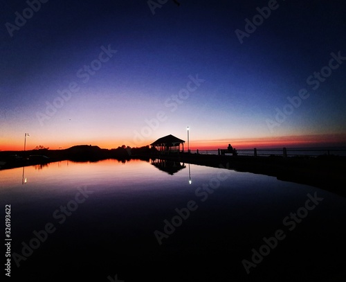 sunset on lake
