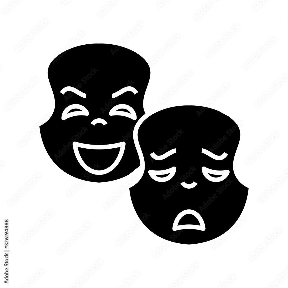 Acting lesson black icon, concept illustration, vector flat symbol, glyph sign. Acting lesson black icon, concept illustration, vector flat symbol, glyph sign.