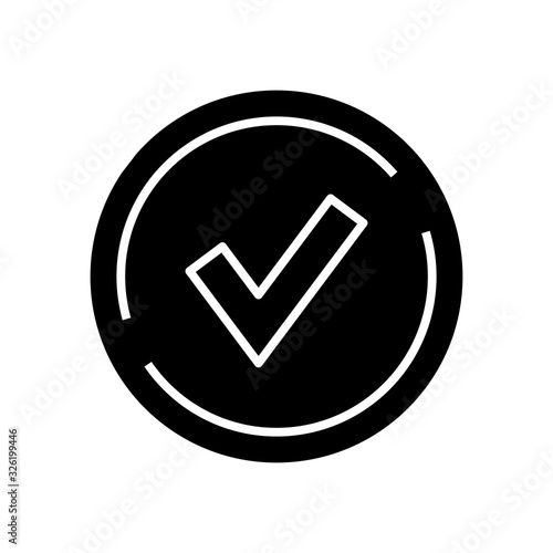 Accept black icon, concept illustration, vector flat symbol, glyph sign.