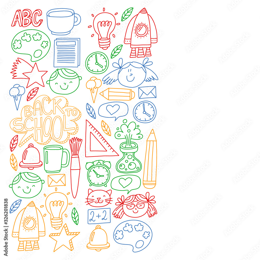 Vector pattern with back to school icons for posters, banners, covers. Vector pattern with back to school icons for posters, banners, covers.