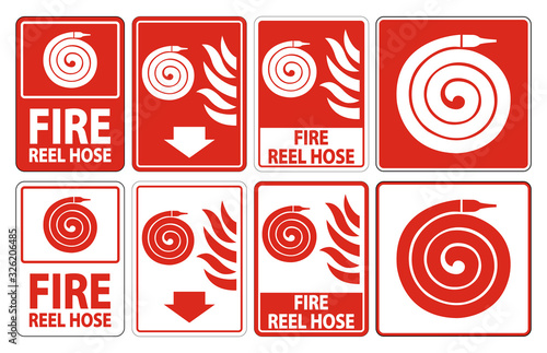 Fire Reel Hose Floor Sign Isolate On White Background,Vector Illustration EPS.10