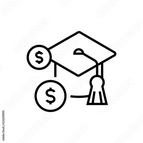 Education fee line icon, concept sign, outline vector illustration, linear symbol.