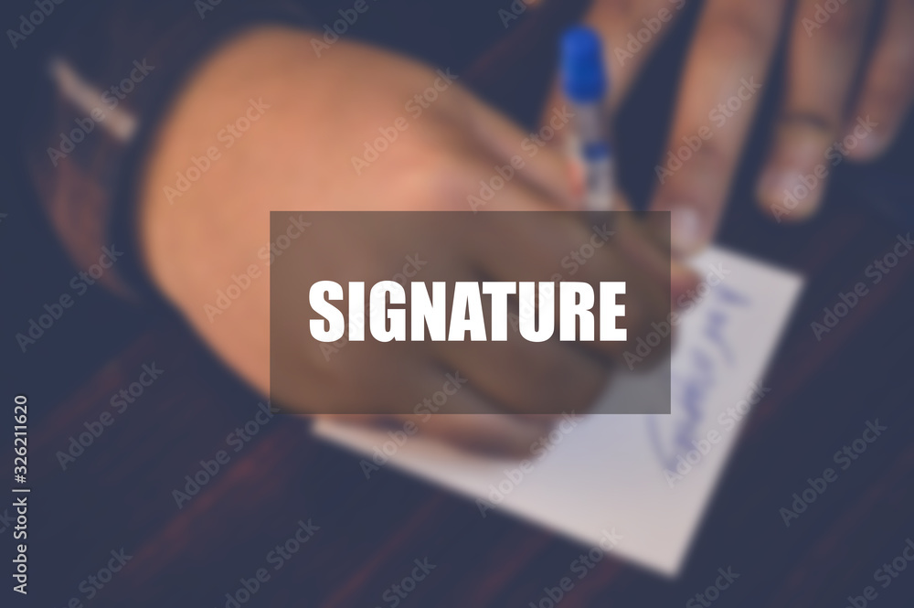 Fototapeta premium Signature word with blurring business background