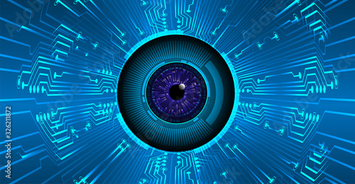 Blue eye cyber circuit future technology concept background