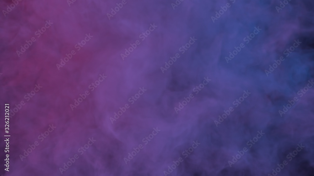 Abstract clouds of misty colorful smoke texture 3d background. Realistic purple and blue fog. Colored smoke. 3d rendering.