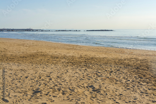 Sandy beach of the Mediterranean sea in Valencia