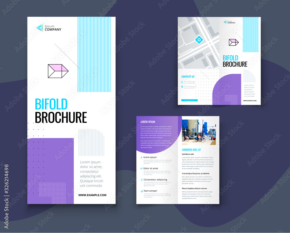 Bi fold brochure design with line shapes, corporate business template for bi fold flyer. Creative concept folded flyer or brochure. Bi fold brochure design with line shapes, corporate business template for bi fold flyer. Creative concept folded flyer or brochure.