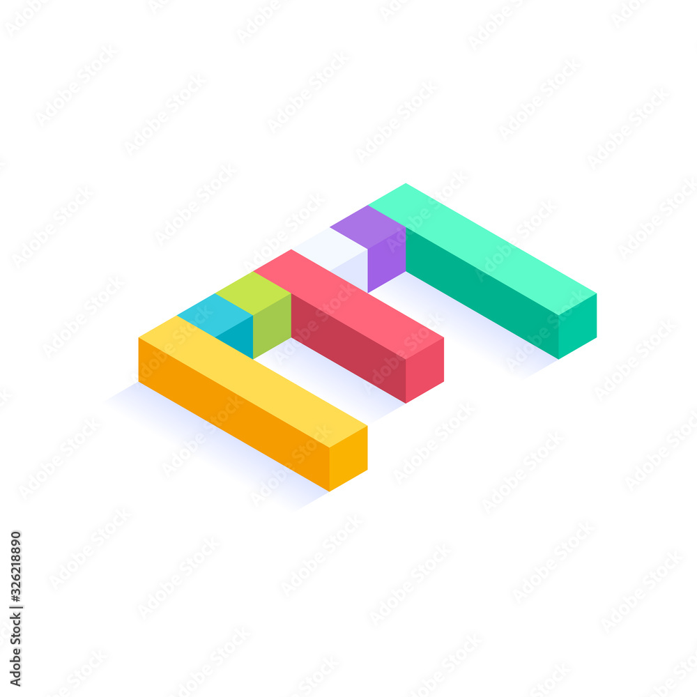Letter E Isometric colorful cubes 3d design, three-dimensional letter vector illustration isolated on white background Letter E Isometric colorful cubes 3d design, three-dimensional letter vector illustration isolated on white background