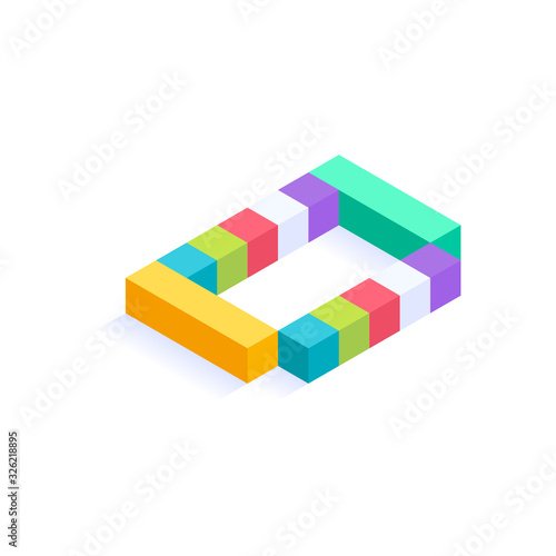Letter D Isometric colorful cubes 3d design, three-dimensional letter vector illustration isolated on white background