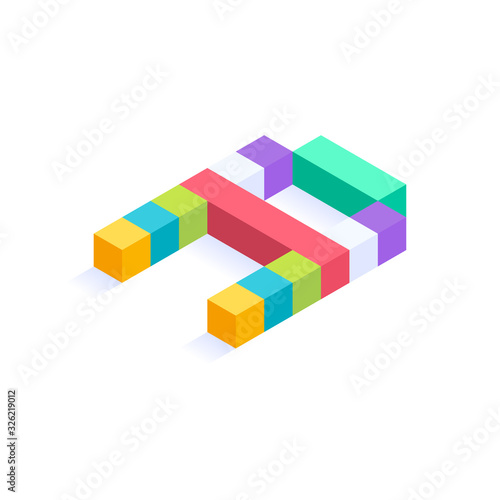 Letter A Isometric colorful cubes 3d design  three-dimensional letter vector illustration isolated on white background