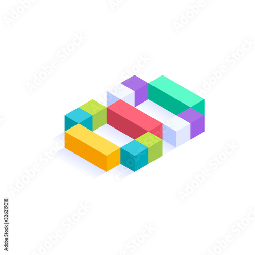 Number 8 Isometric colorful cubes 3d design, three-dimensional letter vector illustration isolated on white background