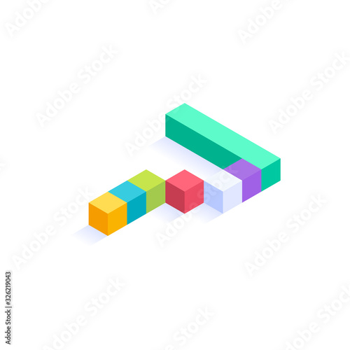 Number 7 Isometric colorful cubes 3d design  three-dimensional letter vector illustration isolated on white background