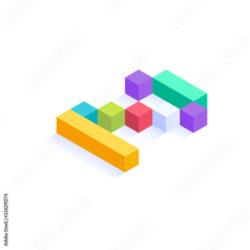 Number 2 Isometric colorful cubes 3d design, three-dimensional letter vector illustration isolated on white background
