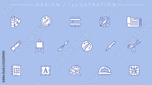 Design and Illustration concept line style vector icons set