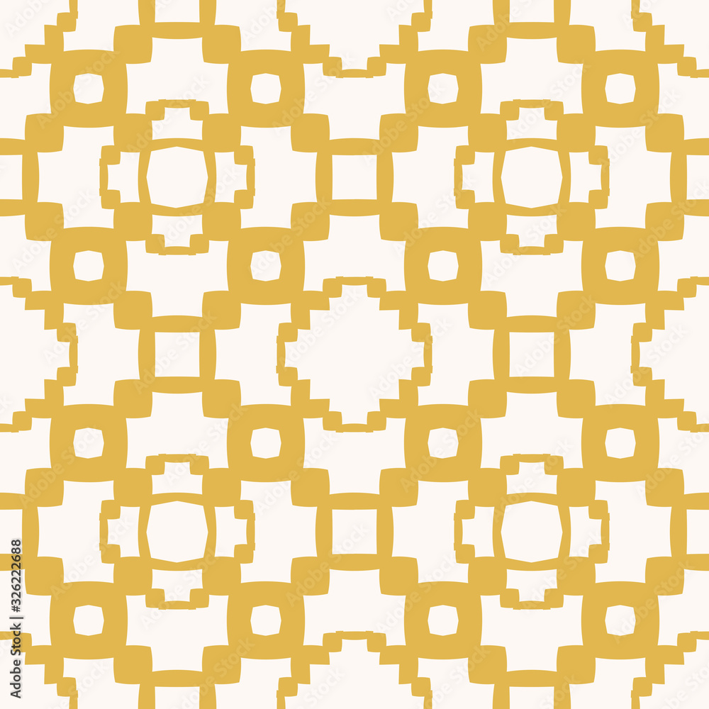 Vector geometric seamless pattern with grid, mesh, net, repeat tiles. Abstract ornament texture in yellow mustard and white color. Traditional ethnic motif. Simple background. Design for decor, plaid Vector geometric seamless pattern with grid, mesh, net, repeat tiles. Abstract ornament texture in yellow mustard and white color. Traditional ethnic motif. Simple background. Design for decor, plaid