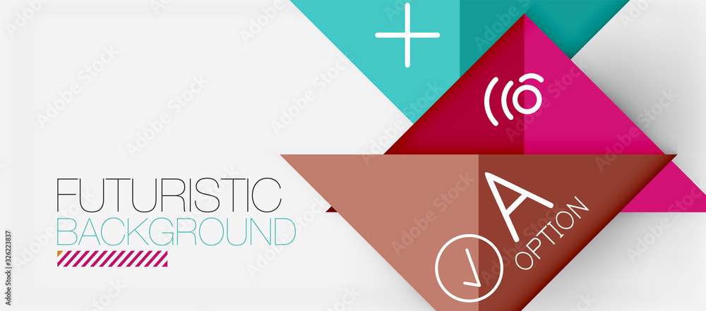 Abstract background, geometric business multicolored paper infographic - triangle frames for text, icons or graphics on light background with copyspace. Vector Illustration For Wallpaper, Banner Abstract background, geometric business multicolored paper infographic - triangle frames for text, icons or graphics on light background with copyspace. Vector Illustration For Wallpaper, Banner