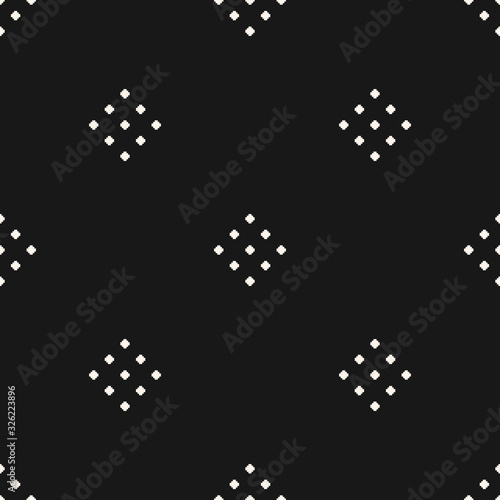 Vector geometric texture with small diamond shapes, tiny rhombuses, squares, dots. Abstract minimalist modern seamless pattern. Simple minimal monochrome background. Subtle dark repeat design