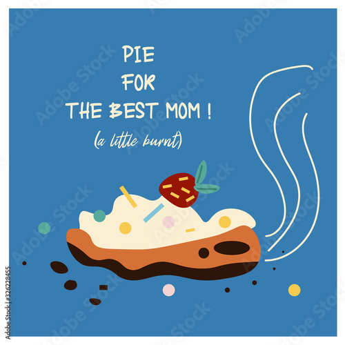 Cute baby vector illustration with a tanned cake for mom