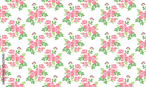 Beautiful pink flower pattern background for spring, with modern leaf and floral decor.