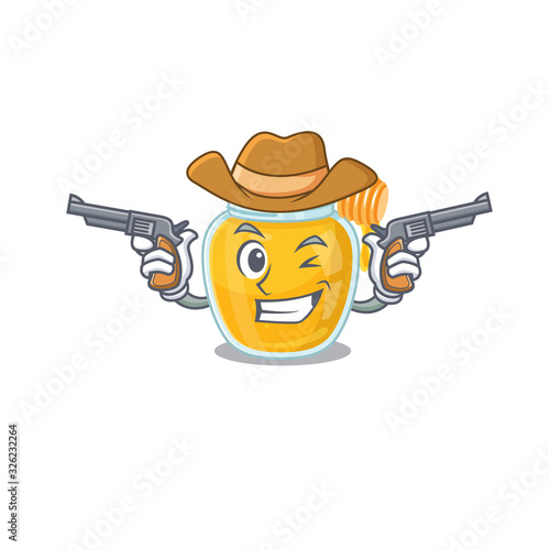 Honey Cowboy cartoon in concept having guns