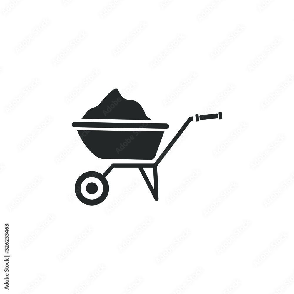 wheelbarrow icon template color editable. Garden wheelbarrow symbol vector sign isolated on white background illustration for graphic and web design. wheelbarrow icon template color editable. Garden wheelbarrow symbol vector sign isolated on white background illustration for graphic and web design.