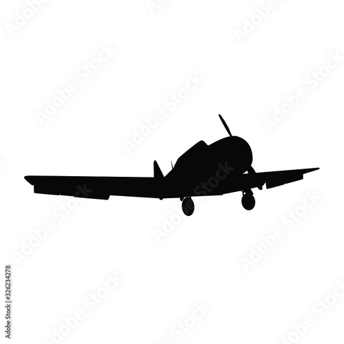 Vintage military air plane silhouette vector