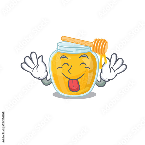Funny honey mascot design with Tongue out