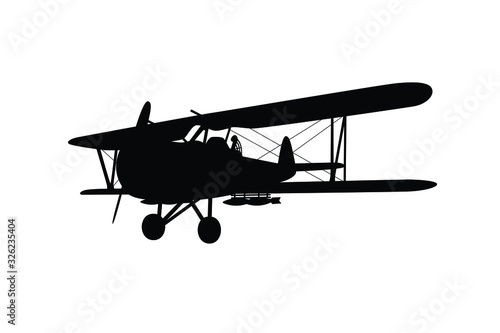 Vintage military air plane silhouette vector