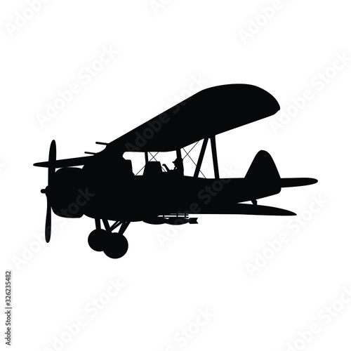 Vintage military air plane silhouette vector