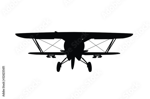 Vintage military air plane silhouette vector