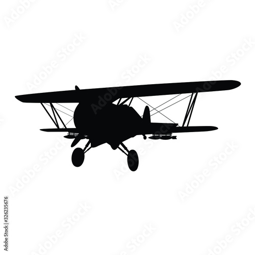 Vintage military air plane silhouette vector