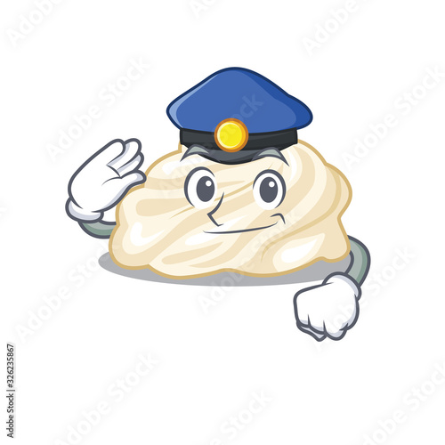 A manly whipped cream Cartoon concept working as a Police officer