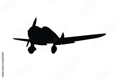 Vintage military air plane silhouette vector