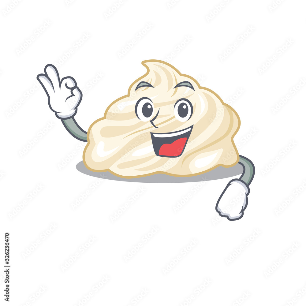 A funny picture of whipped cream making an Okay gesture A funny picture of whipped cream making an Okay gesture