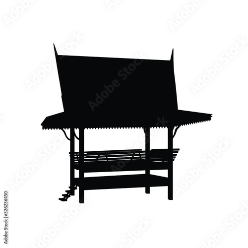 Thai culture pavilion silhouette vector