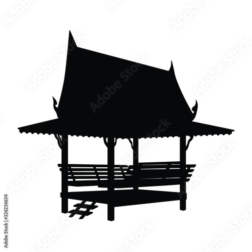 Thai culture pavilion silhouette vector