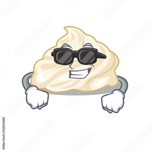 Super cool whipped cream character wearing black glasses