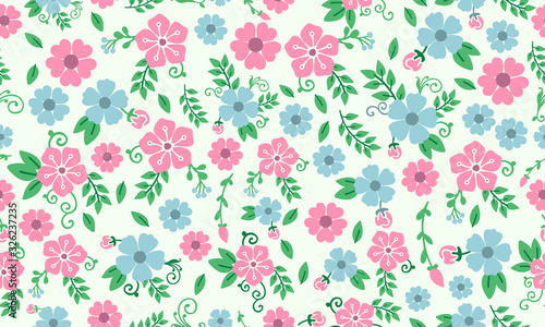 Modern spring flower, with leaf and flower pattern background design.
